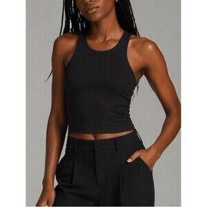 Lululemon Ebb To Street Tank Women's 8 Black Ribbed Fitted Yoga Activewear Top